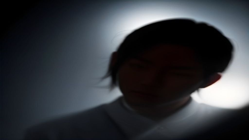 Cinematic silhouette of a Chinese drama actor on a moody film set