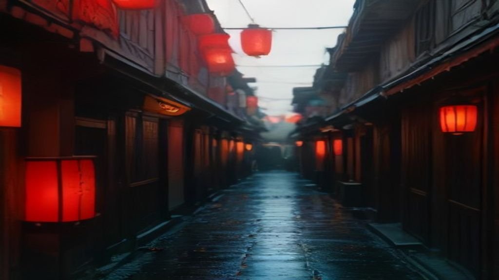 Cinematic montage of Korean, Chinese, and Japanese drama settings: a rainy neon-lit city street, a red-lantern palace courtyard, and a quiet nighttime alley