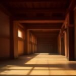 Cinematic illustration of a historical Korean palace scene at golden hour, evoking a sageuk K-drama